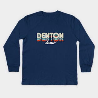 Retro Denton Texas Kids Long Sleeve T-Shirt